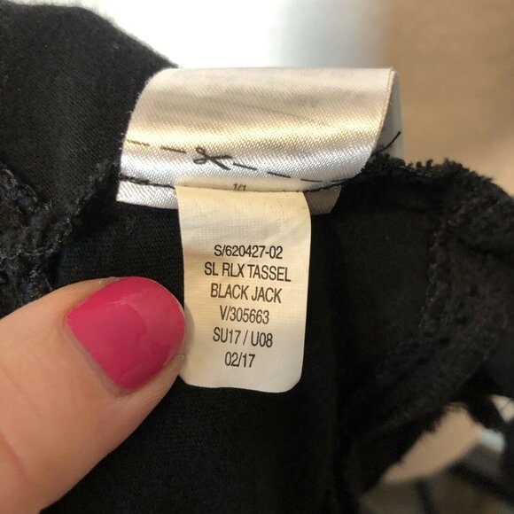 Old Navy S Top Black Sleeveless Tassel Trim Tee Je - Picture 7 of 8